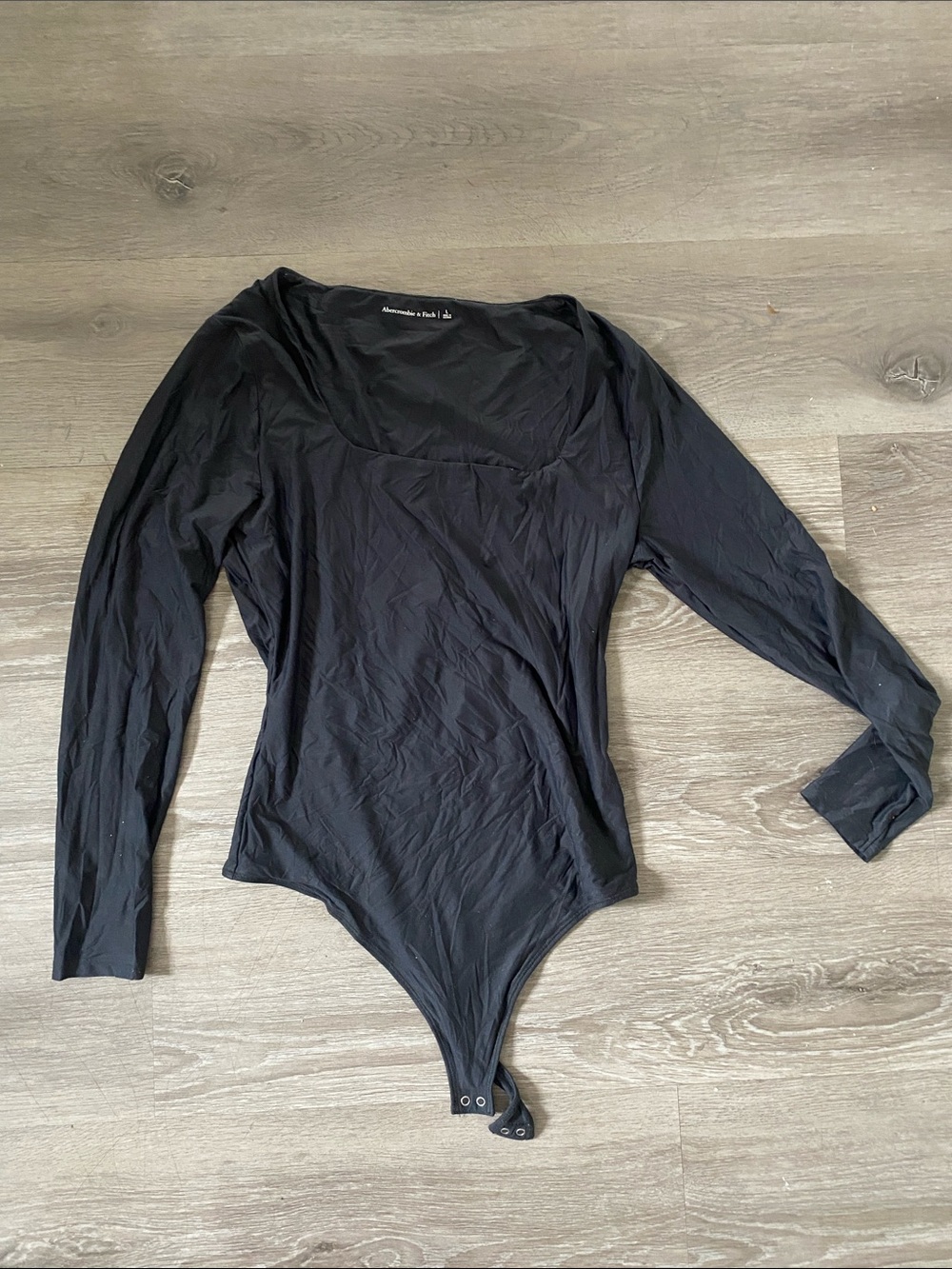 Abercrombie & Fitch Dark Grey Long-Sleeve Scoop Neck Bodysuit